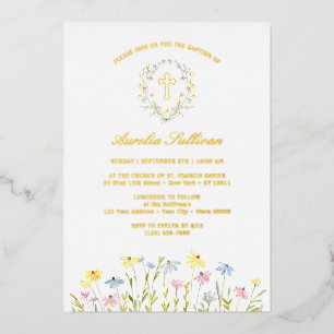 Pastel Wildblumen Wreath Baptisse Folieneinladung