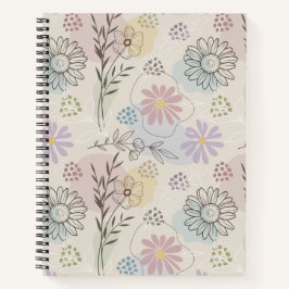 Pastel Wildflower Collage – Chic Floral Geometric  Notizbuch
