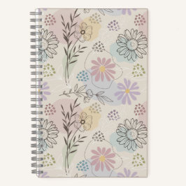 Pastel Wildflower Collage – Chic Floral Geometric  Notizbuch