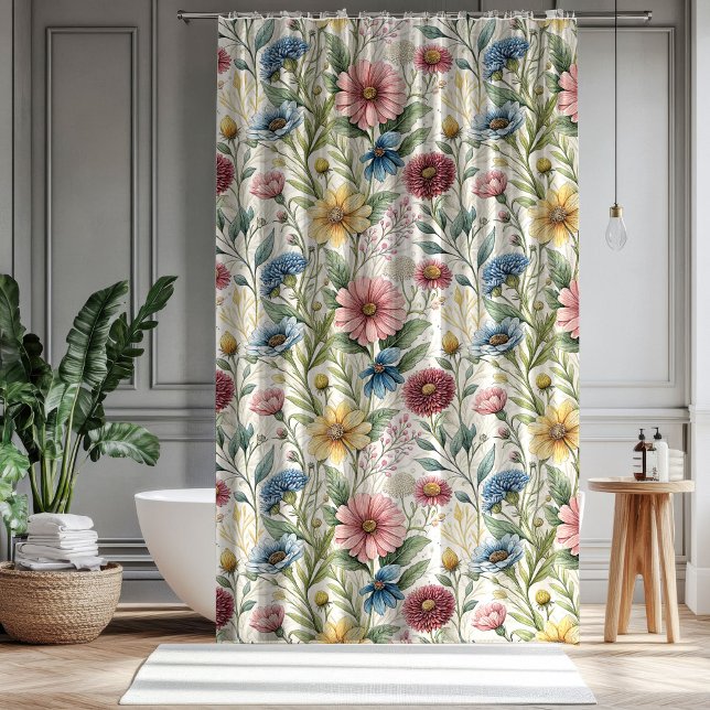 Pastel Wildflower Curtain Gift for Parents’ Love Duschvorhang (Pastel Wildflower Curtain Gift for Parents’ Love)