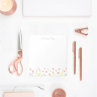 Pastel Wildflower Personalized Blue Notepad Notizblock