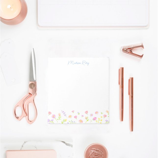Pastel Wildflower Personalized Blue Notepad Notizblock (Von Creator hochgeladen)