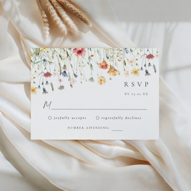 Pastel Wildflower Wedding RSVP Card Karte (Von Creator hochgeladen)