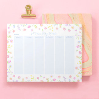 Pastel Wildflower Weekly Planner Notepad in Blue Notizblock
