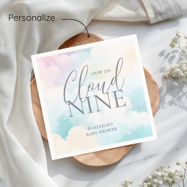 Pastel Wir sind auf Cloud Nine Baby Shower Serviette (Von Creator hochgeladen)