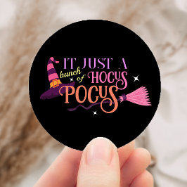 Pastel Witch Hocus Pocus Halloween-Hut-Broomstick Runder Aufkleber