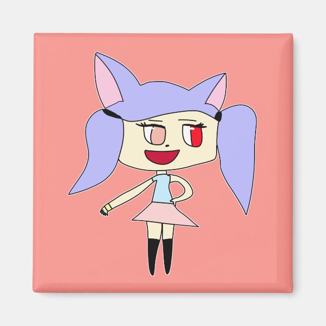 Pastel Wolf Girl Magnet (Vorne)
