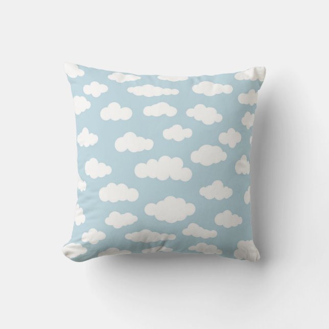 Pastel Wolken Ästhetik Baby Blau und Weiß Kissen (Vorderseite)