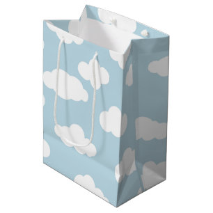 Pastel Wolken Ästhetik Baby Blau und Weiß Mittlere Geschenktüte
