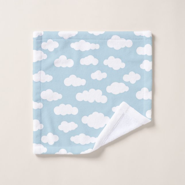 Pastel Wolken Ästhetik Baby Blau und Weiß Waschlappen (Waschlappen)