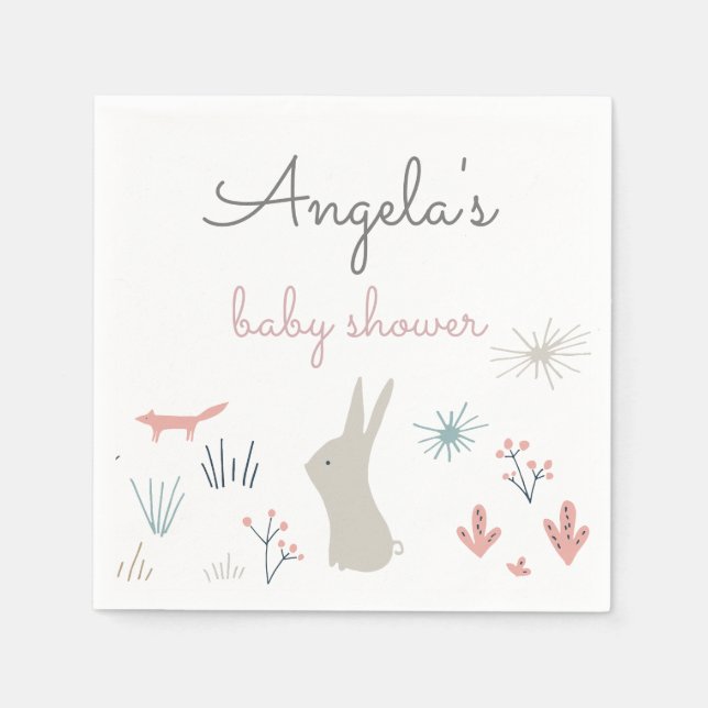 Pastel Woodland | Babyduschpapier Napkin Serviette (Vorderseite)