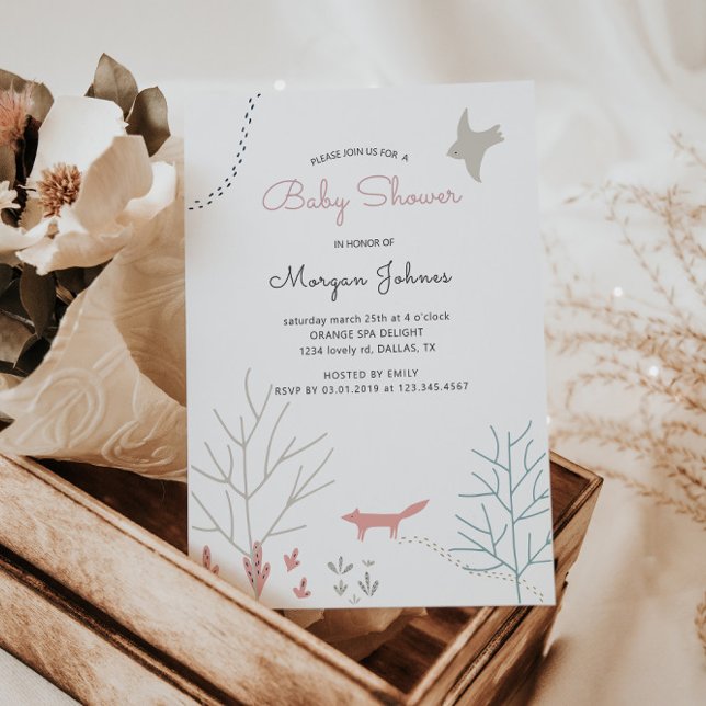 Pastel Woodland | Invitation Baby shower (Créateur téléchargé)