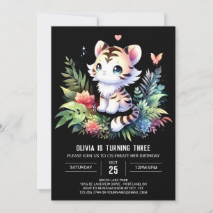 Pastel Woodland Tiger Geburtstag Einladung