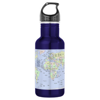 Pastel World Map With Country Names – Personalized Edelstahlflasche