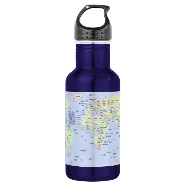 Pastel World Map With Country Names – Personalized Edelstahlflasche (Vorderseite)