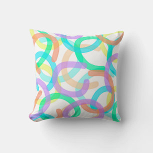 Pastel Yellow Blue Pink Abstrakte Kunst Happy Vibe Kissen