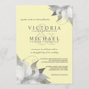 Pastel Yellow Floral Wedding Einladungen
