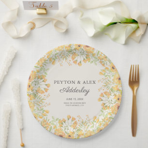 Pastel Yellow Floral Wedding Probe Pappteller
