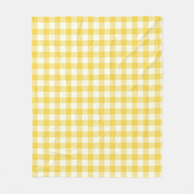 Pastel Yellow Gingham Buffalo Karo Kariertes Muste Fleecedecke (Vorderseite)