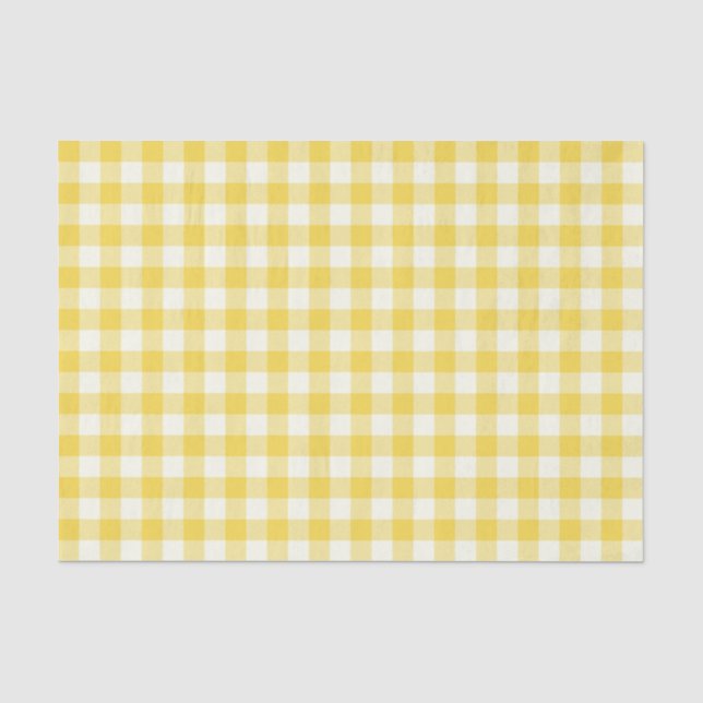 Pastel Yellow Gingham Buffalo Karo Kariertes Muste Seidenpapier (Vorderseite)