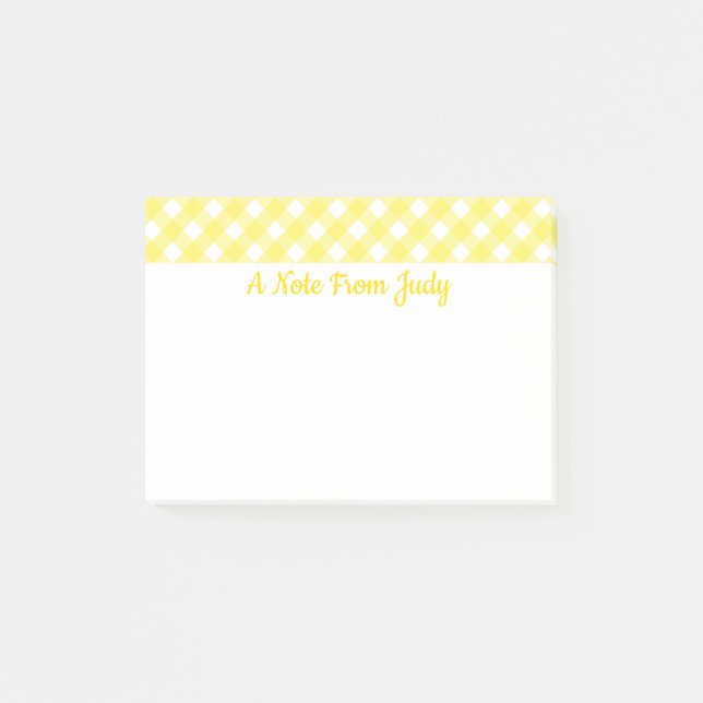 Pastel Yellow Gingham Pattern Postit Notes Post-it Klebezettel (Vorderseite)