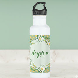 Pastel Yellow Green Custom Daisy Edelstahlflasche