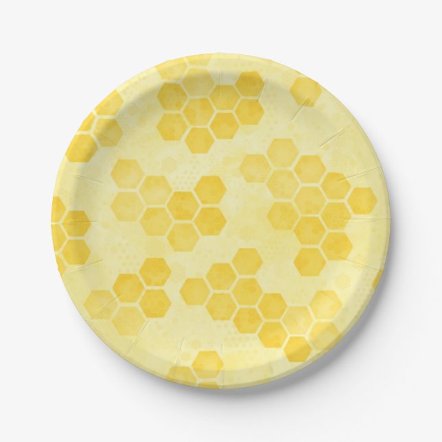 Pastel Yellow Honeycomb Pattern Pappteller (Vorderseite)