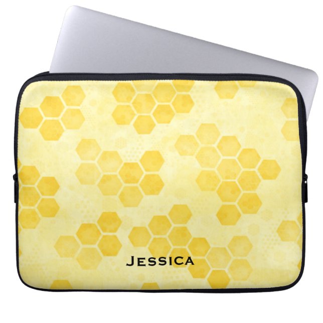Pastel Yellow Honeycomb Pattern Personalised Laptopschutzhülle (Vorderseite)
