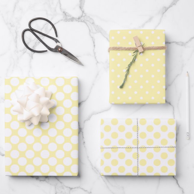 Pastel Yellow Polka Dot Spring Geschenkpapier Set (Vorderseite)