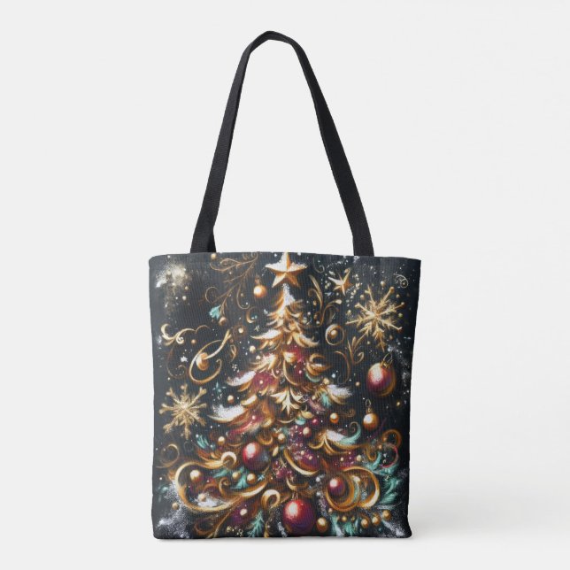 Pastel Zeichn eines Weihnachtsbaumes Whimsical Tasche (Rückseite)