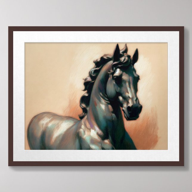 Pastel Zeichnend Bronze-Pferdestatue Poster (Von Creator hochgeladen)