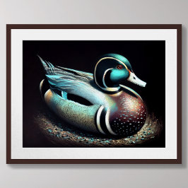 Pastel Zeichnend Duck Decoy Aquamarin Poster