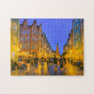 Pastel zeichnend Stadttor Danzig Blick auf Neptun