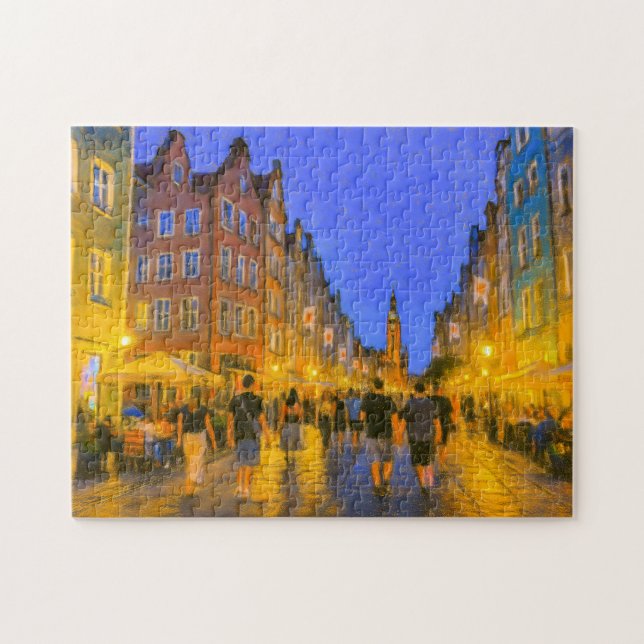 Pastel zeichnend Stadttor Danzig Blick auf Neptun (Horizontal)