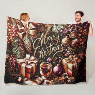 Pastel Zeichnete eines Weihnachtsbeiches Fleecedecke