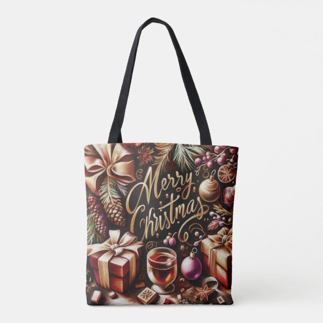 Pastel Zeichnete eines Weihnachtsbeiches Tasche (Rückseite)