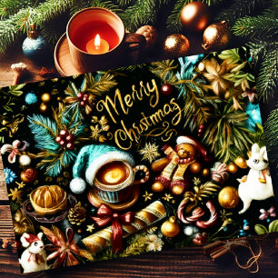 Pastel Zeichnete von Christmas Whimsical Karte
