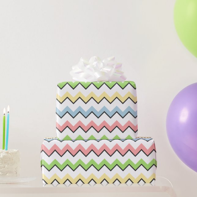 Pastel Zickzack Drop Shadow von Shirley Taylor Geschenkpapier (Partygeschenke)