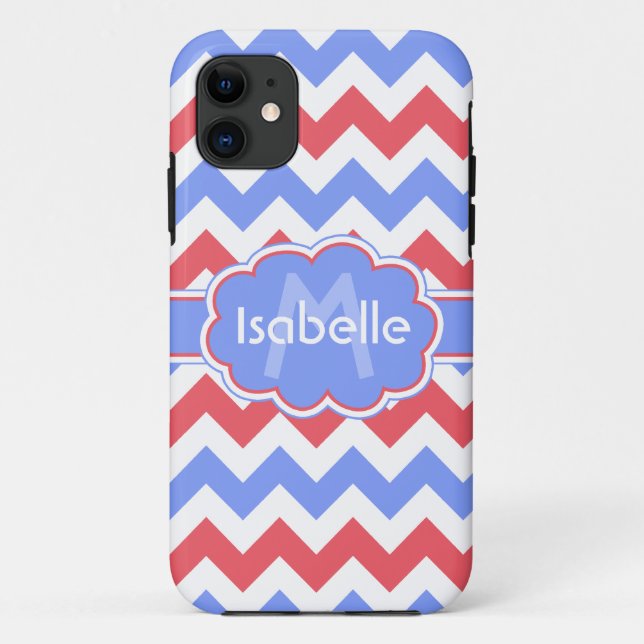Pastel Zigzag Mit Monogramm Case-Mate iPhone Hülle (Rückseite)