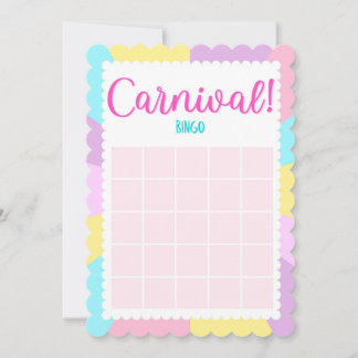 Pastel-Zirkus-Baby-Shower-Bingo-Spiele-Einladung Einladung