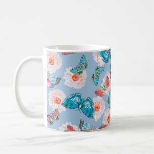 Pastelanemone und Schmetterlinge, farbenfroh Wasse Kaffeetasse