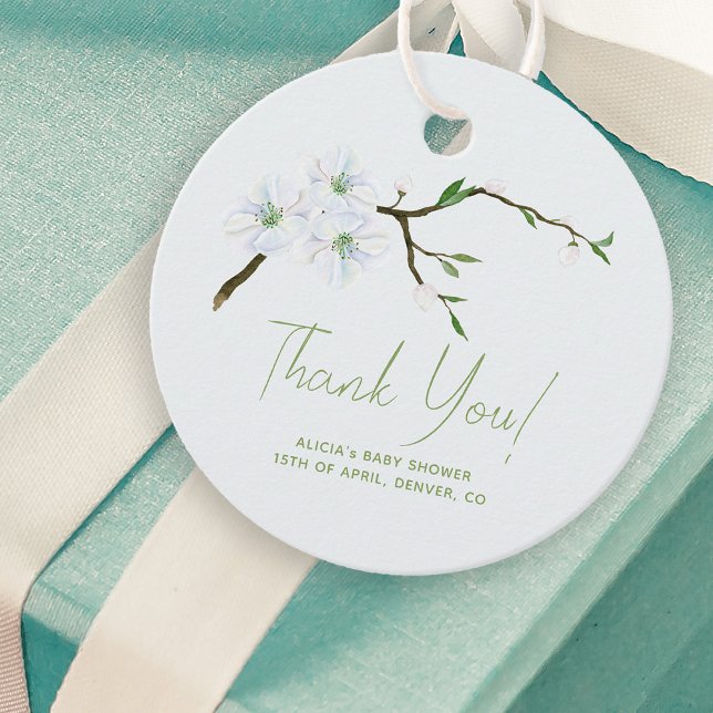 Pastelblau Blütendusche Danke Geschenkanhänger (Von Creator hochgeladen)