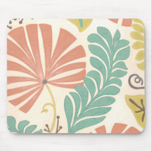 Pastelblumenreben und Blätter auf Cremeuntergrund Mousepad
