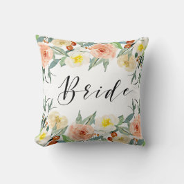Pastelfarben Blume Bänder-Bride-Typografie Kissen