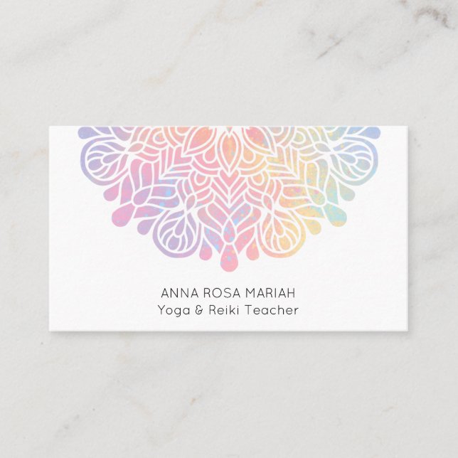 *~* Pastelfarben Rainbow Mandala Spirituell Visitenkarte (Vorderseite)