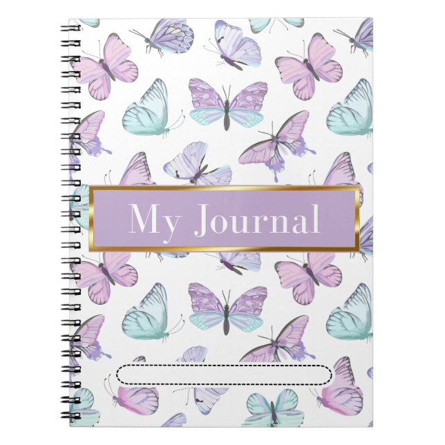 Pastelfarbenschmetterlinge Journal Spiral Notebook Notizblock (Vorderseite)