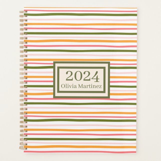 Pastelfeder Personalisiert gestrippter Planer (Vorderseite)