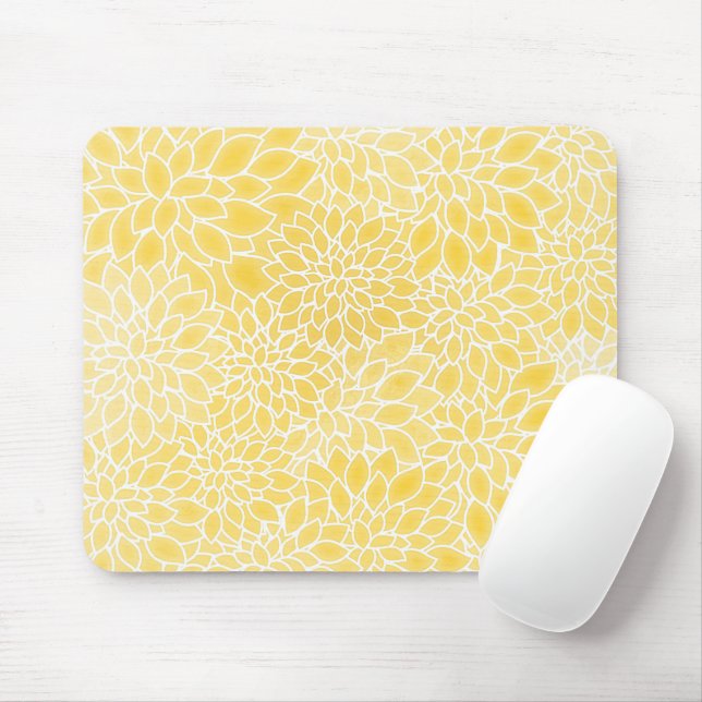 Pastelgelbe Dahlien Mousepad (Mit Mouse)
