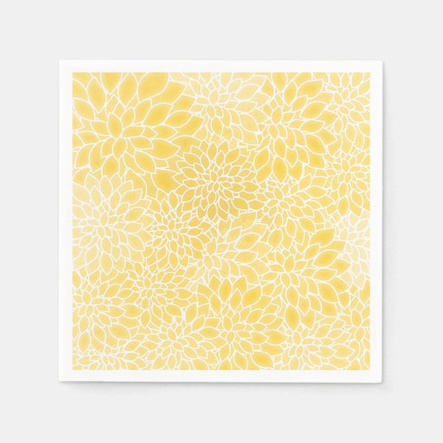 Pastelgelbe Dahlien Serviette (Vorderseite)