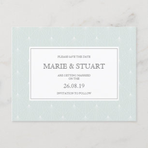 Pastelgrüne Deco-Hochzeit - Save the Date Postkart Einladungspostkarte